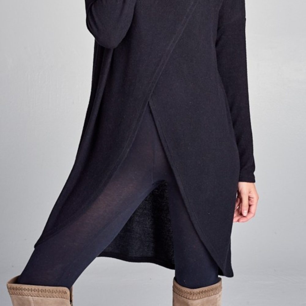 Hacci Brush Cowl Neck Long Pullover Top - Picture 3 of 4